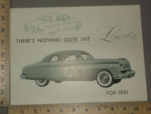 1951 lincoln brochure folder original