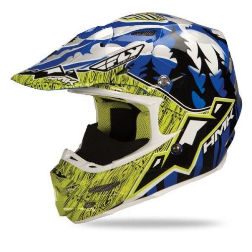 Fly racing f2 carbon hmk limited edition snow helmet blue/lime sm