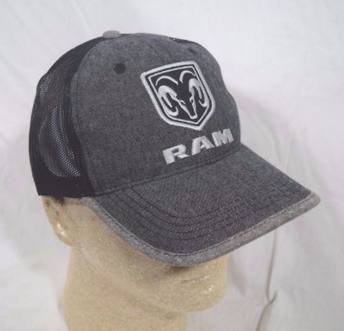 Dodge ram cap gray silver &amp; black logo black mesh licensed baseball hat new