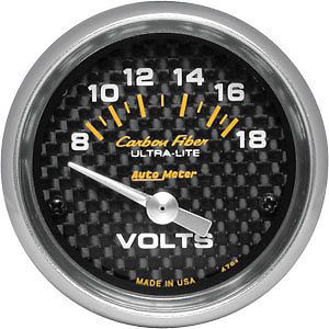 Autometer 4791 carbon fiber voltmeter gauge 8-18v