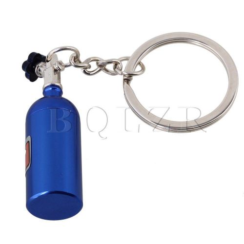 Novelty auto parts key chains ring mini nos bottle keyring keychain royal blue