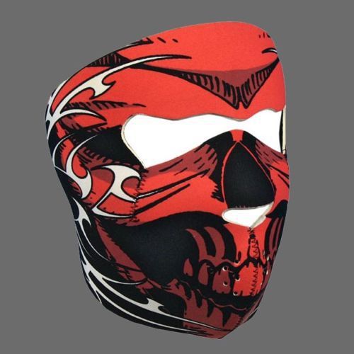 Biker neoprene red skull face  full face mask