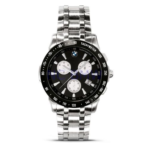 Bmw genuine men&#039;s sports swiss quartz chronograph watch stainless steel / black