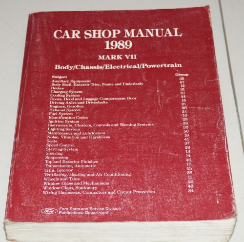 1989 lincoln mark vii factory service shop repair manual (36233)