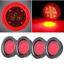 Pack of 4 2.5&#034; round side marker clearance lamp trailer truck light -red-13led