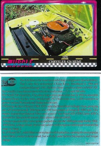 1970 chrysler 426 hemi engine  collector card  2 1/2&#034;x3 1/2&#034;
