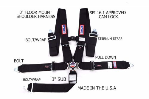 Rjs sfi 16.1 cam lock 5 pt seat belt harness sternum strap bolt in black 1042101