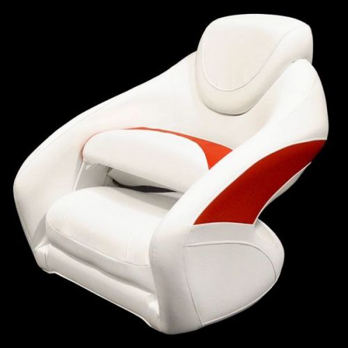 Crownline deluxe red / white marine boat bucket bolster seat w/ accent panel (se