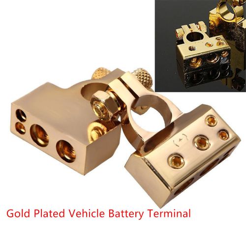 2pcs gold plated car vehicle battery terminal positive/nagative clamps connector