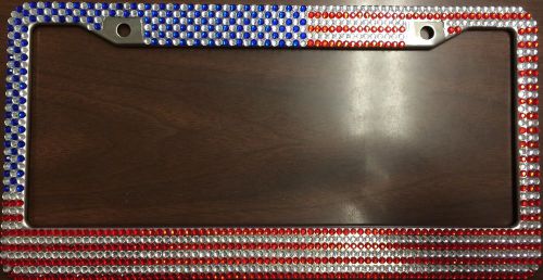 American flag diamond bling license plate frame