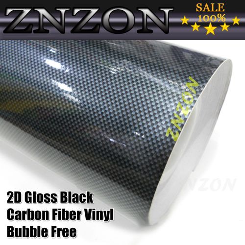 4&#034;x60&#034; high glossy black 2d carbon fiber vinyl wrap car diy sticker air release
