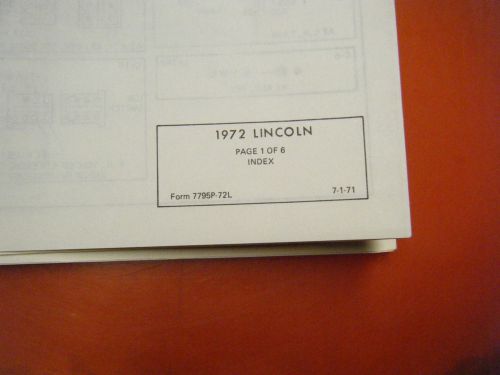 1972 lincoln  factory wiring diagrams sheets service