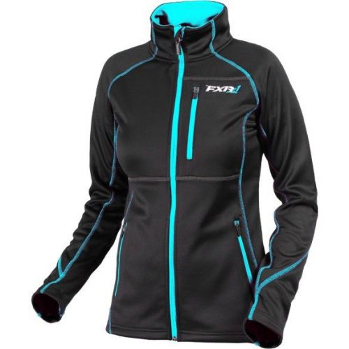 Fxr elevation tech womens zip up sweatshirt black/aqua blue