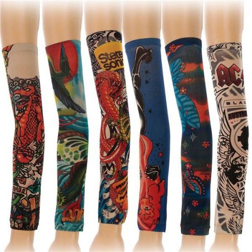 6pcs styles mix temporary tattoo sleeves stretchy party arm stockings e