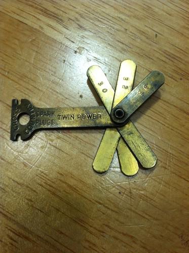 Vintage cross country spark plug feeler twin power thickness gauge