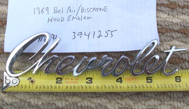 1969 original chevrolet chevy bel air & biscayne hood emblem 3941255 rat rod