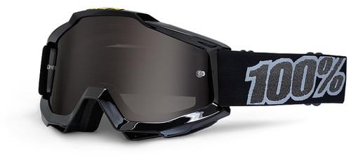 100% motocross goggles accuri black - grey smoke lens