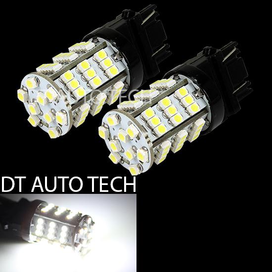 2x 6000k xenon white 3157 smd 54-led corner signal brake blinker light bulbs