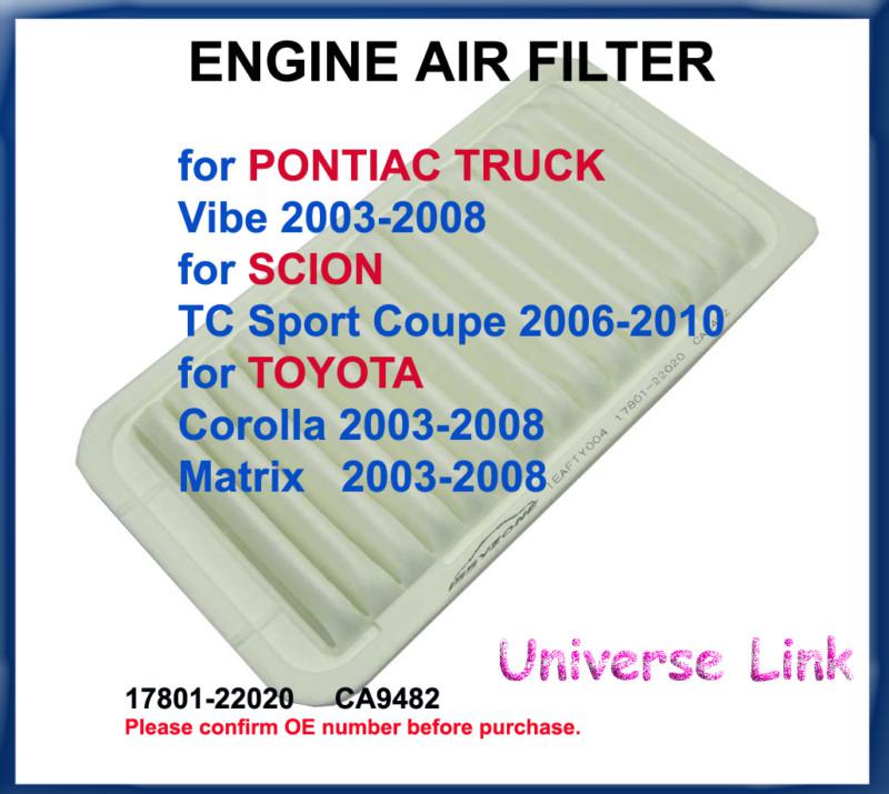 Toyota corolla engine air filter scion pontiac vibe fram 17801-22020 ca9482 new