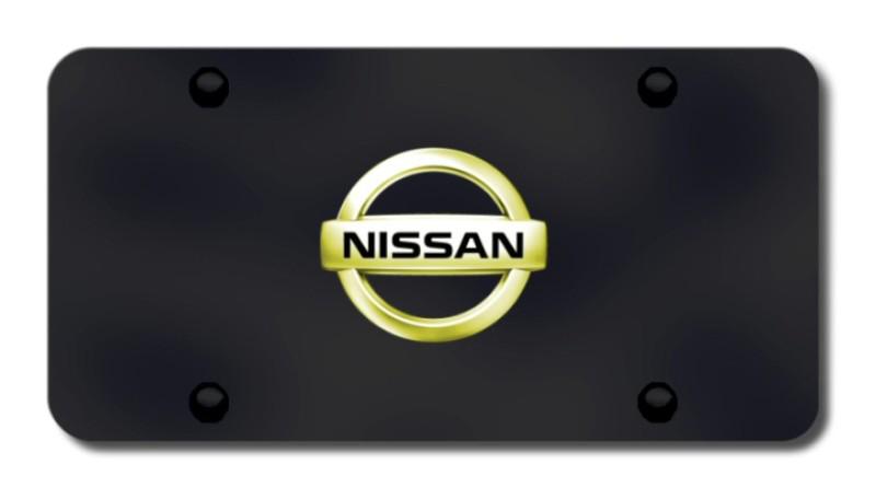 Nissan logo gld/blk license plate made in usa genuine