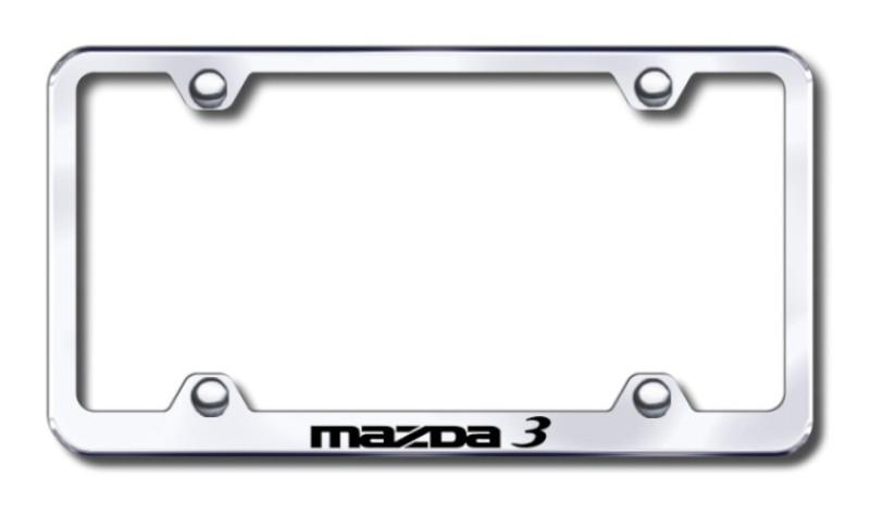 Mazda 3 wide body  engraved chrome license plate frame -metal made in usa genui