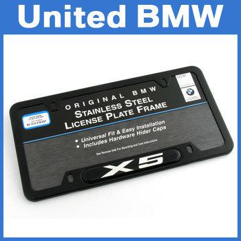 Genuine bmw x5 black stainless steel license plate frame