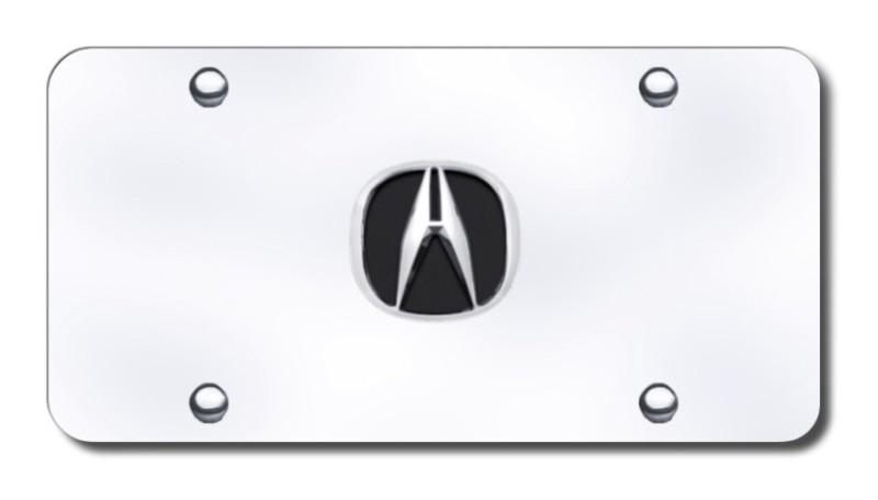 Acura chrome logo on chrome license plate made in usa genuine