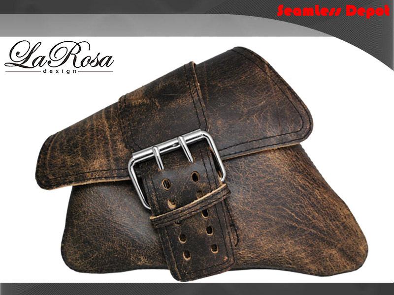 Larosa rustic brown leather harley sportster xl 883 48 solo strap left saddlebag