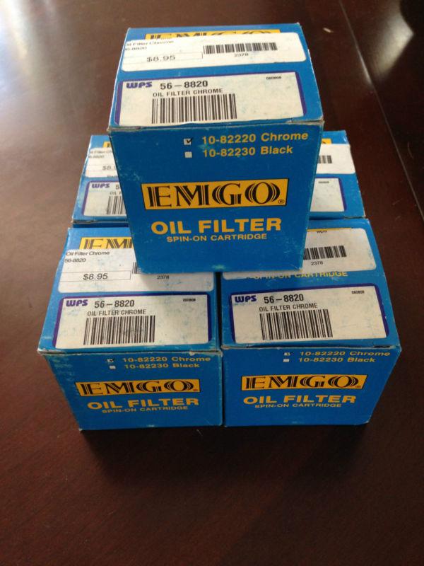 Lot of 5 emgo oil filter spin on cartridge 10-82220 chrome honda kawasaki yamaha