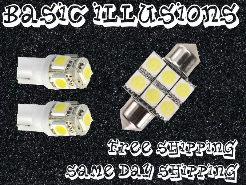Cool white 1x 31mm 6smd dome + 2x 194 5led license plate light bulb 3021-2 3175