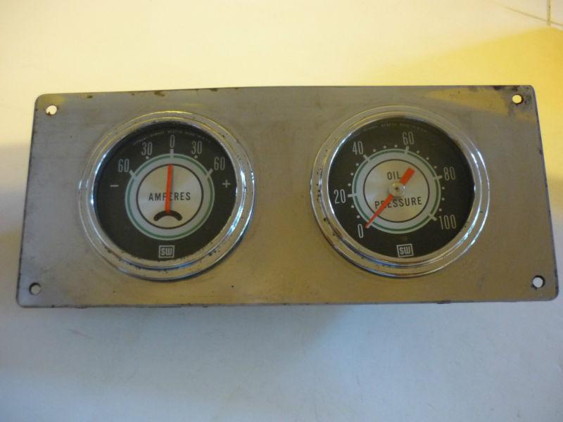 Rare vintage stewart warner greenline gauges ampress #813714 oil pressure 813717