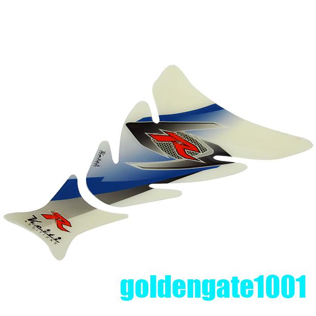 Motorcycle bike white blue gas cap tank 3d protection pad sticker decal sporting