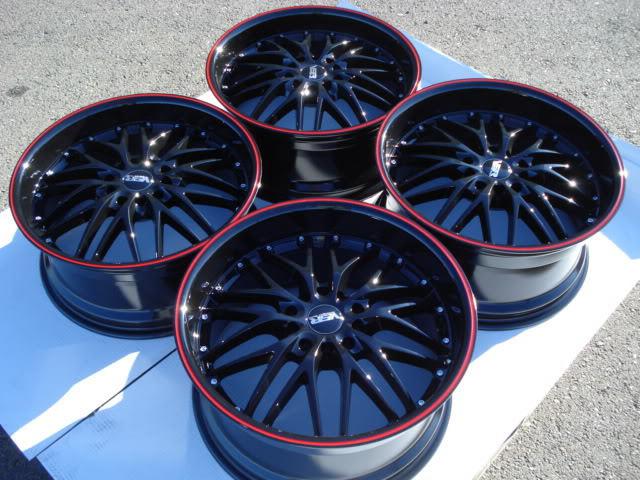 18" stagger wheels black red circle bmw z3 z4 convertible 1 3 series m3 gto rims