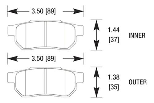 Hawk hb350f.496 - 1986 acura integra black ferro-carbon rear brake pads