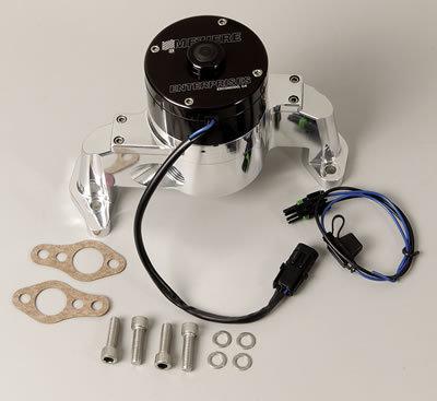 Meziere water pump electric 35 gpm billet aluminum polished chevy small block ea