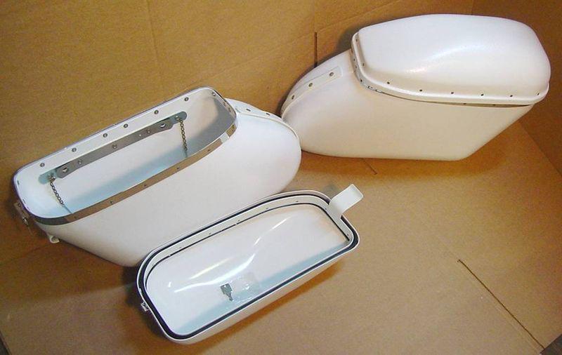 Plastic bubble bags saddlebags for harley panhead white