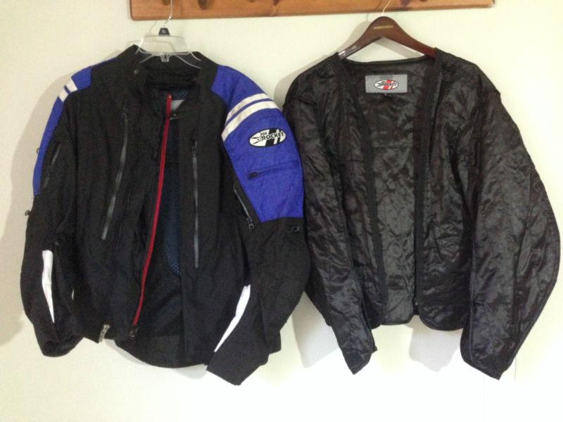 Joe rocket blue/black motorcycle/street bike mesh jacket with liner l 