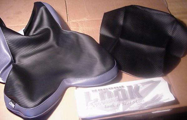  2004 yamaha r1 two-pc seat cover skins carbon fiber black/grey  second look  