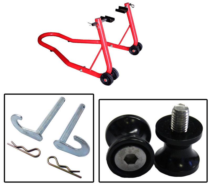 Biketek series 2 red rear stand w/ bobbin spools black aprilia rsv mille s&r all