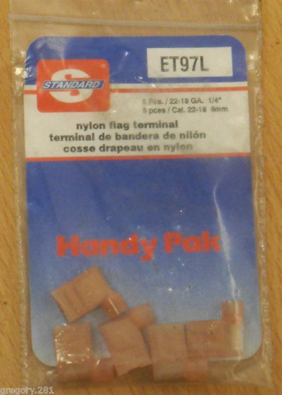 Standard brand (5) nylon flag terminals et97l 22-18 ga 1/4" new!