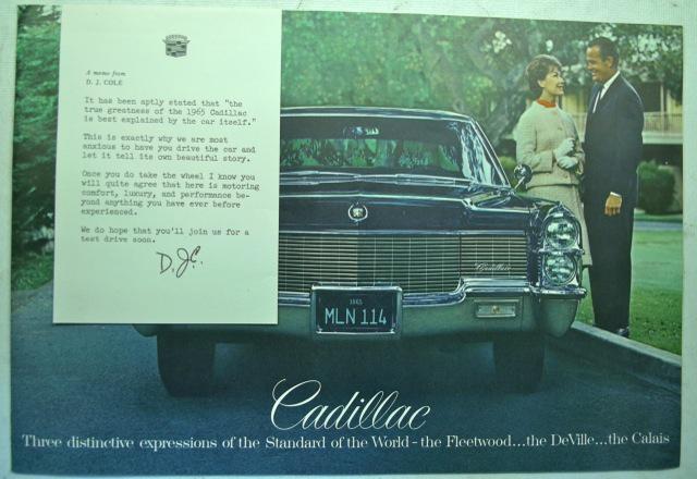 Original 1965 cadillac brochure envelope letter 65 fleetwood deville calais vg