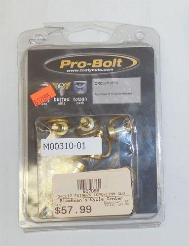 New pro-bolt stainless steel quick release d-clip fasteners 10pc set 17mm gold