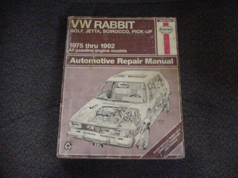 Vw rabbit - golf jetta scirocco pickup -1975 to 1992  repair manual  96016 (884)