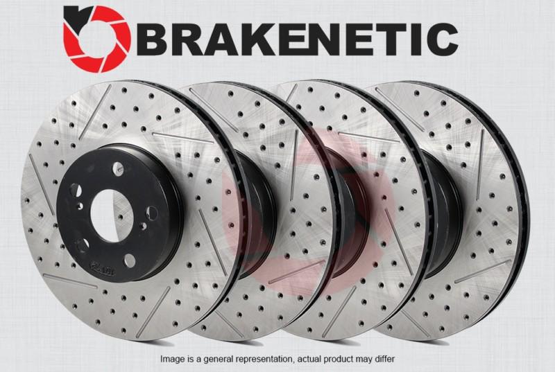 [front+rear] brakenetic premium drilled slotted brake rotors bprs34067 w/brembo