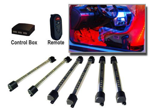 6pc multi-color led interior kit foot well neon lights