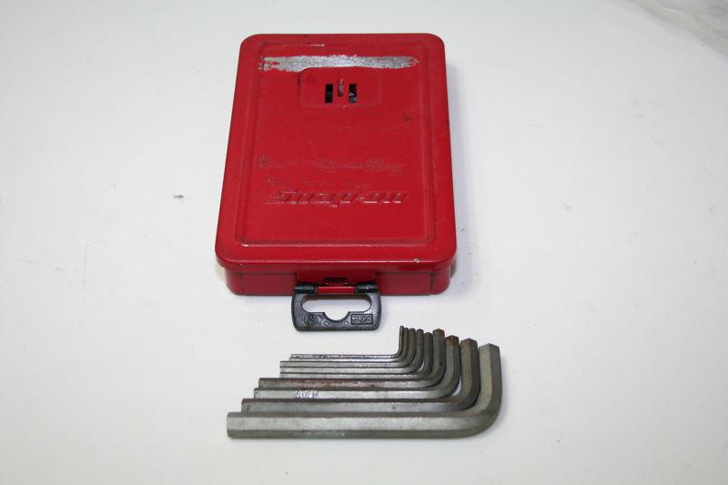 Snap on allen hex key wrench set in metal index case zinc l shaped used engraved