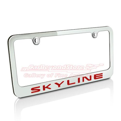 Nissan red skyline chrome metal license plate frame for g35, g37, + free gift