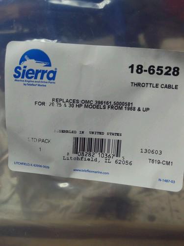 Omc johnson / evinrude sierra throttle cable 18-6528, for 20,25 & 30..1968 & up