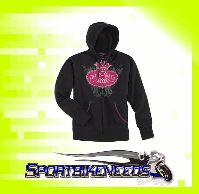 Icon womens speed queen hoodie zip black pink x-small