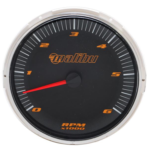 Malibu medallion 6702-07011-00 black 6000 rpm boat tachometer gauge